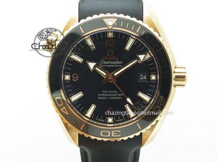 0326 Breathable Seamaster Professional Chrono RG Black Ceramic Black Dial On Black Gummy Strap A 8214